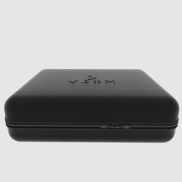 Black rectangular case with VDOM branding on a light gray background